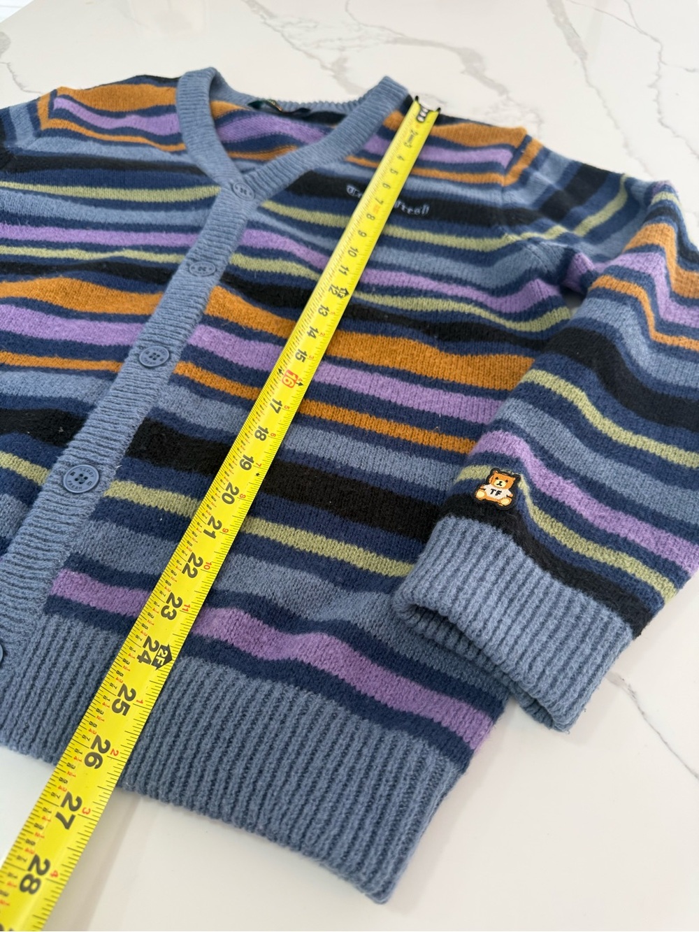 Teddy Fresh Striped Cardigan Blue & Purple Size Large - Picture 9 of 10